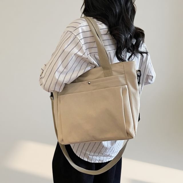 HOVERUP-Plain Nylon Crossbody Tote Bag