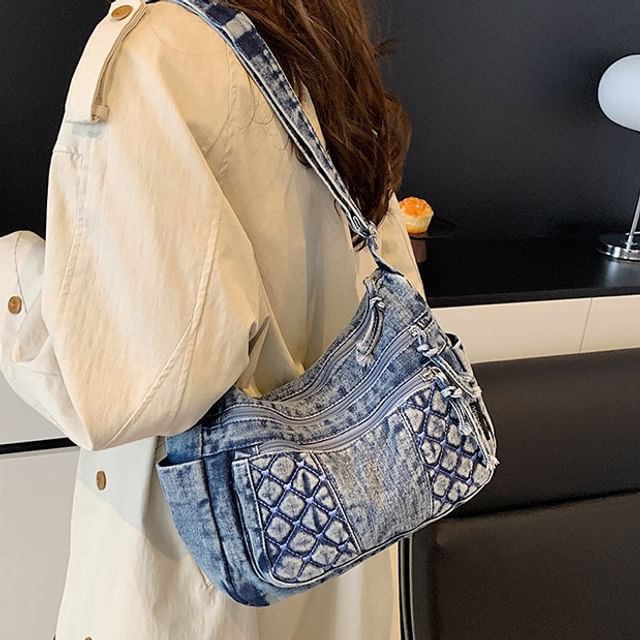 HOVERUP-Quilted Denim Crossbody Bag