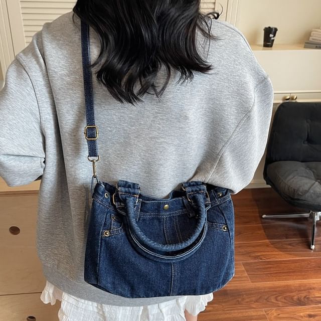 HOVERUP-Top Handle Denim Crossbody Bag