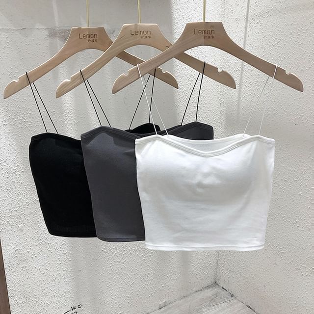 HYAKU-Plain Crop Camisole Top