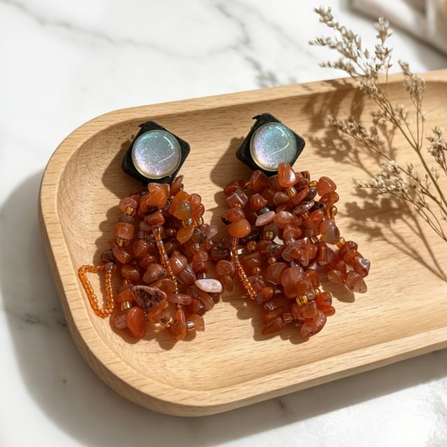 Hyeeun-Gemstone Cluster Dangle Earring