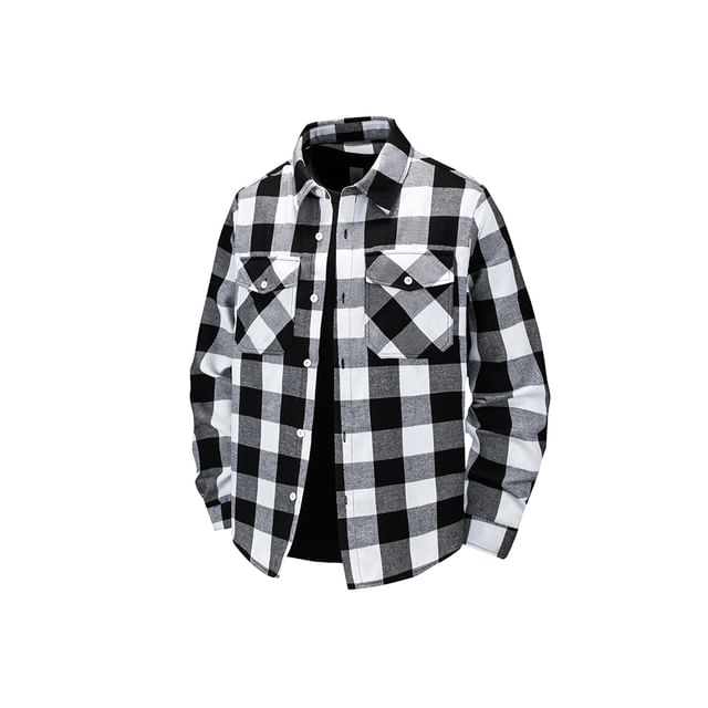 HypeFab-Long-Sleeve Plaid Button-Up Shirt