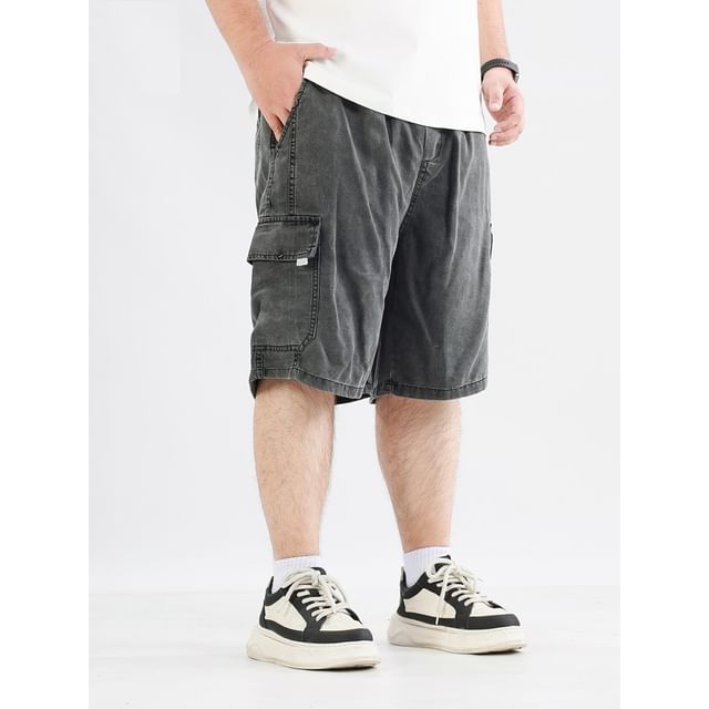 HypeFab-Mid Rise Plain Cargo Shorts