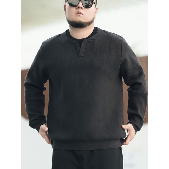 HypeFab-Plus Size Crew Neck Plain Sweatshirt
