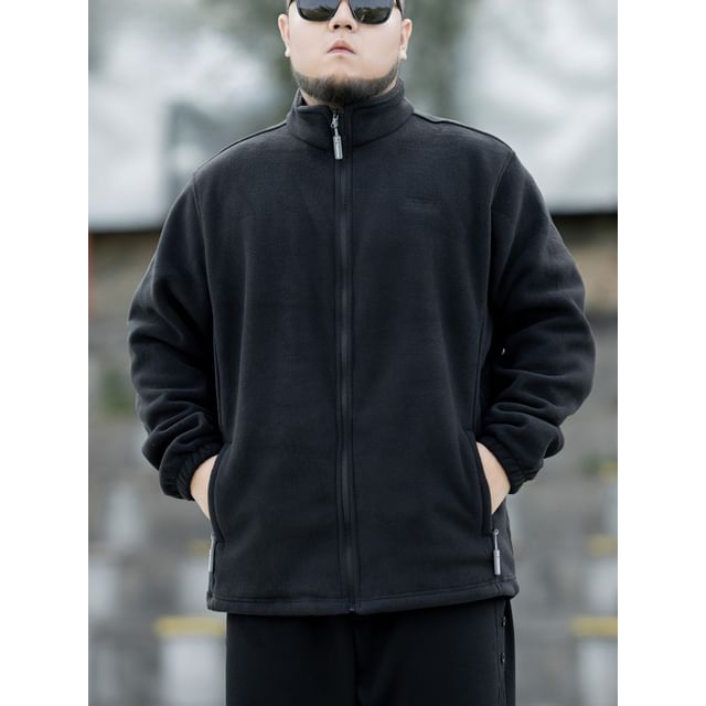 HypeFab-Plus Size Stand Collar Zip Jacket
