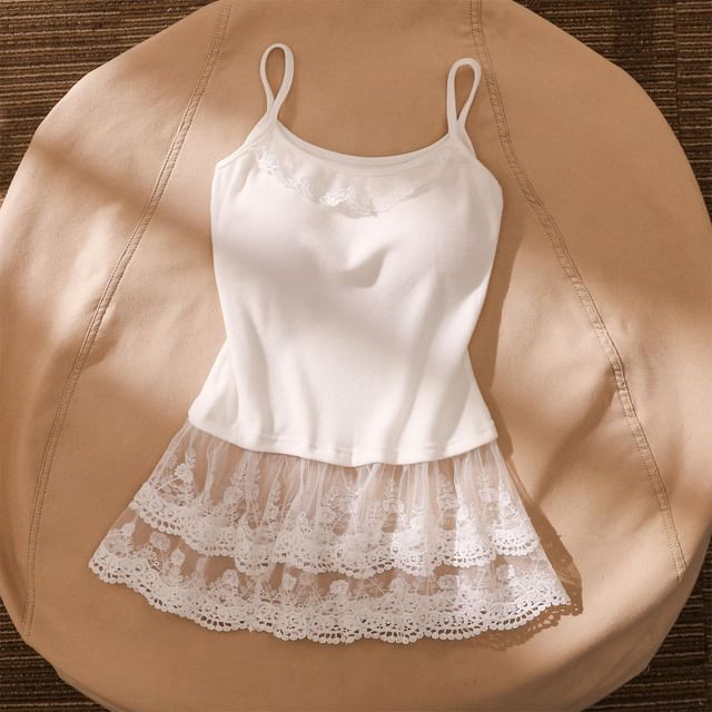 Iasia-Lace Ruffle Camisole Top