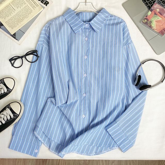 Iasia-Long-Sleeve Striped Button-Up Shirt