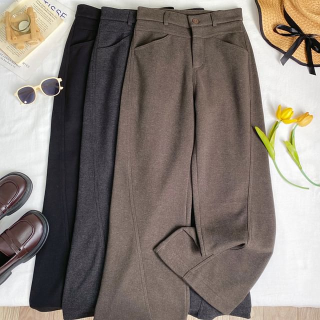 Iasia-Mid Rise Plain Flared Pants