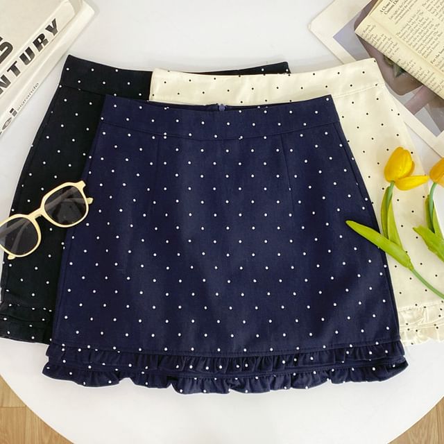 Iasia-Mid Waist Micro Dot Mini Skirt