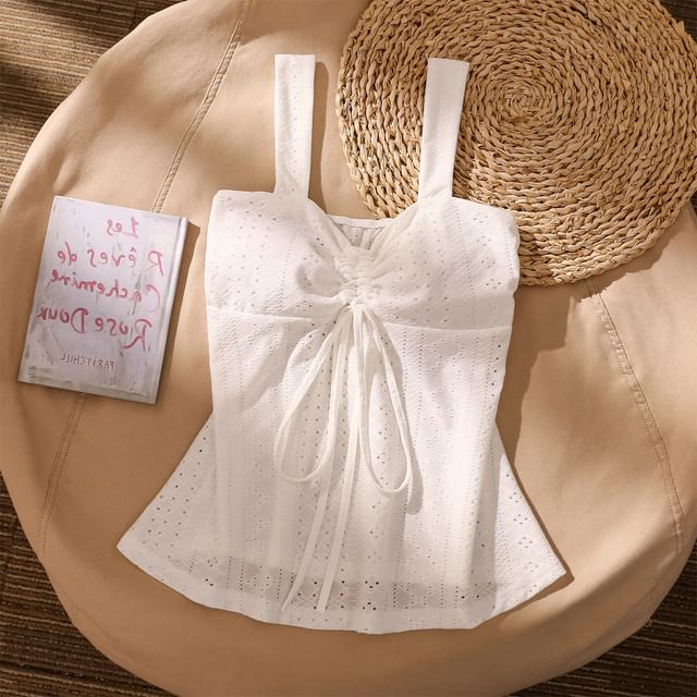 Iasia-Plain Drawstring Camisole Top