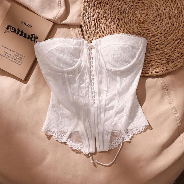 Iasia-Plain Lace Corset Top