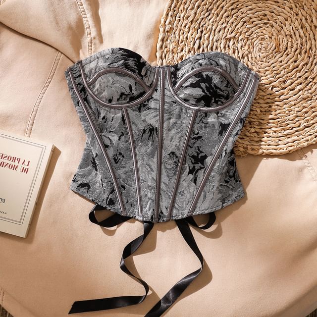 Iasia-Strapless Jacquard Bustier Top