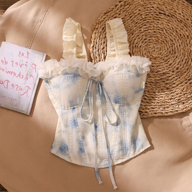 Iasia-Tie-Dyed Ruffled Camisole Top