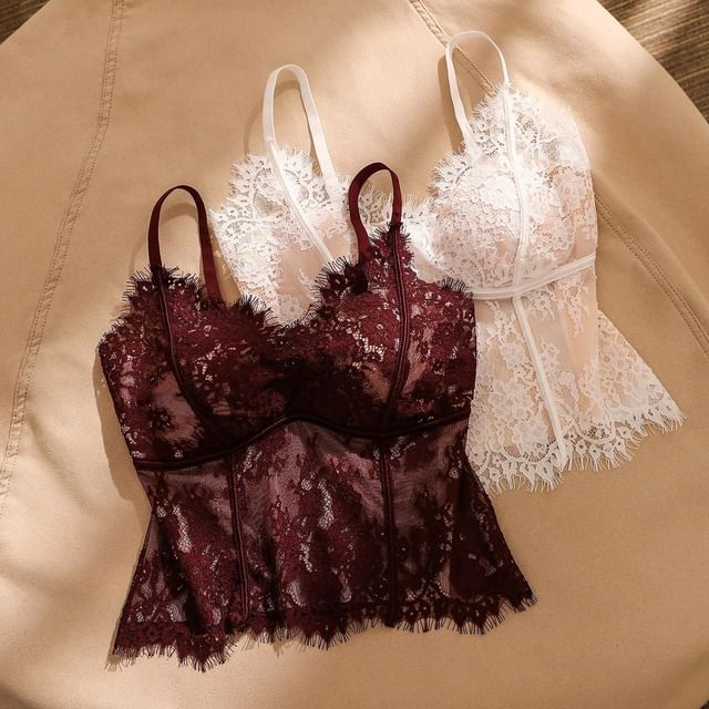Iasia-V-Neck Lace Bra Top