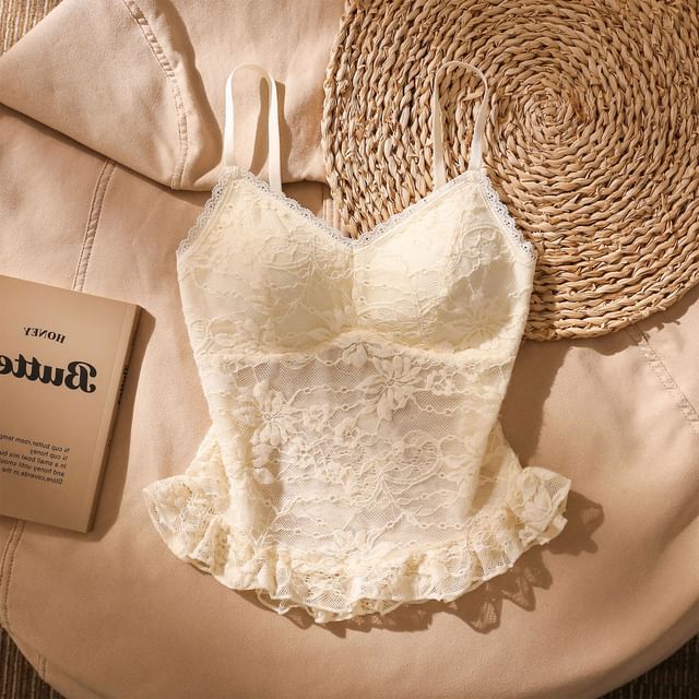 Iasia-V-Neck Lace Camisole Top