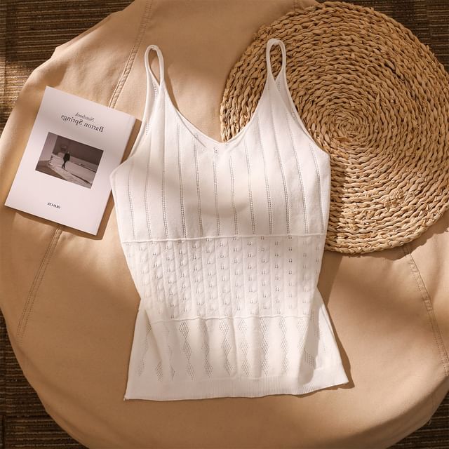 Iasia-V-Neck Plain Knit Camisole Top