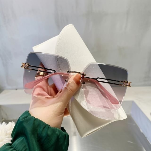 iLANURA-Rimless Oversized Square Frame Sunglasses