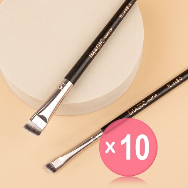 IMAGIC-Flat Angled Makeup Eyebrow Brush - 2 Sizes 10pcs Bundle Set