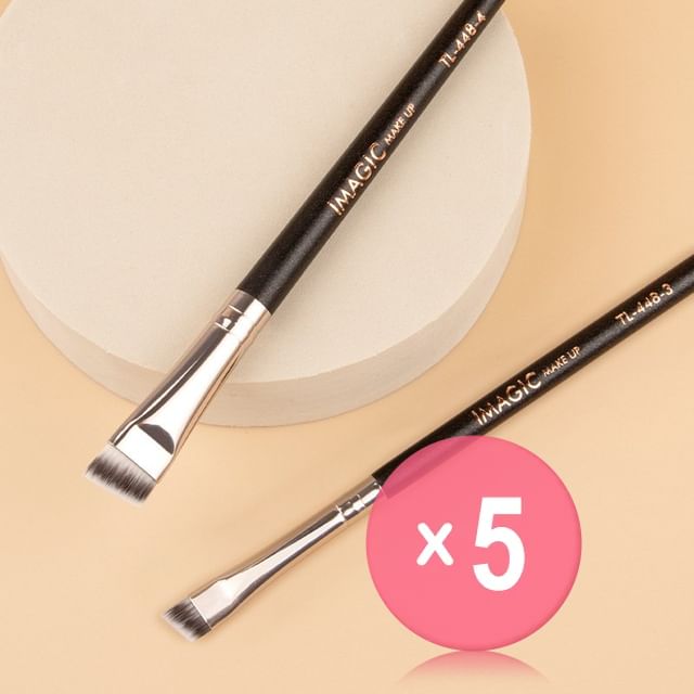 IMAGIC-Flat Angled Makeup Eyebrow Brush - 2 Sizes 5pcs Bundle Set