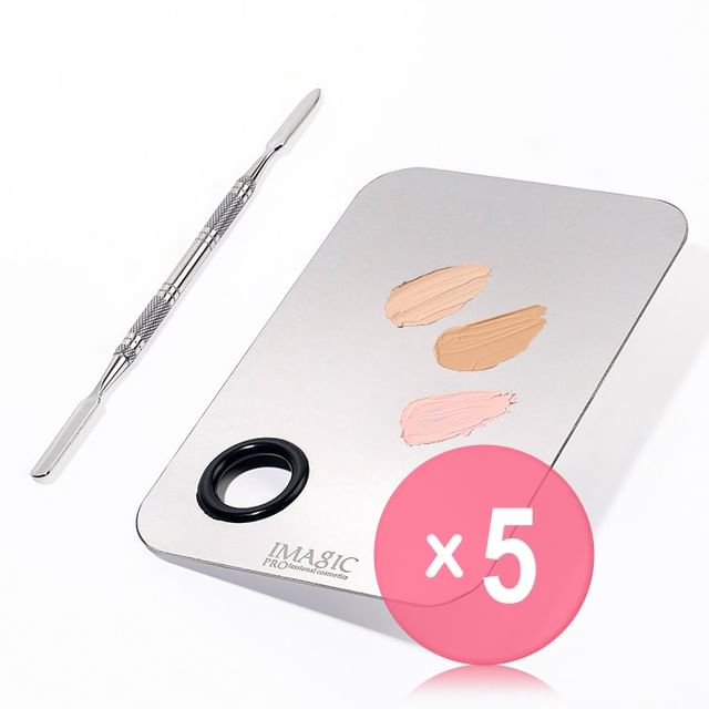 IMAGIC-Rectangular Stainless Steel Makeup Mixing Palette 5pcs Bundle Set