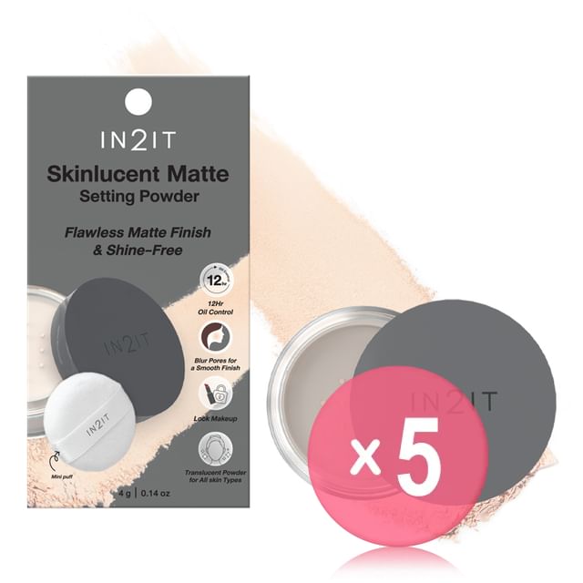 IN2IT-Skinlucent Matte Setting Powder Natural Beige Mini 5pcs Bundle Set