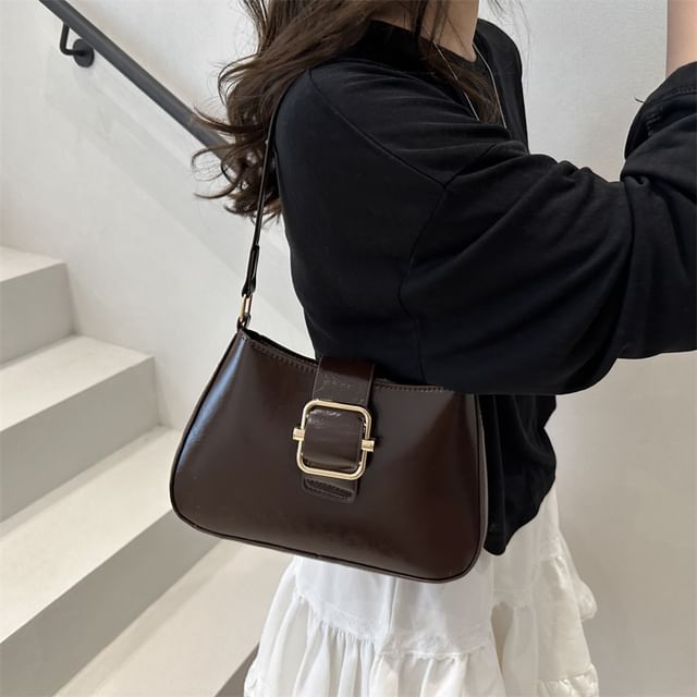 Indenis-Buckled Plain Shoulder Bag