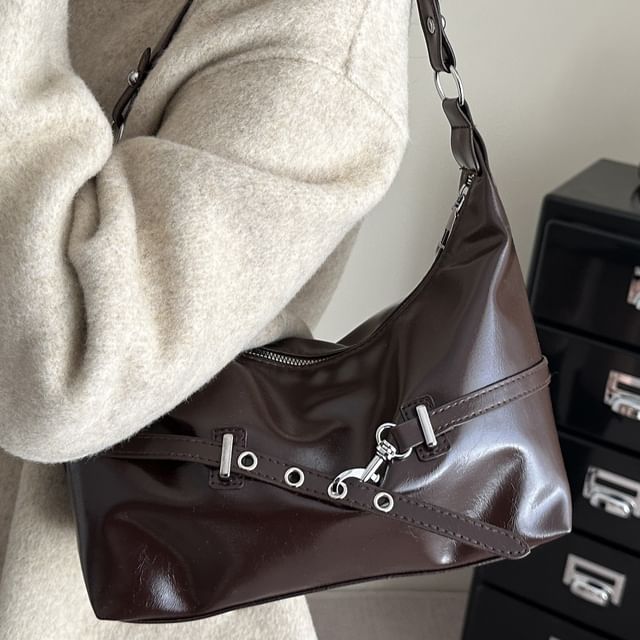 Indenis-Faux Leather Buckled Shoulder Bag