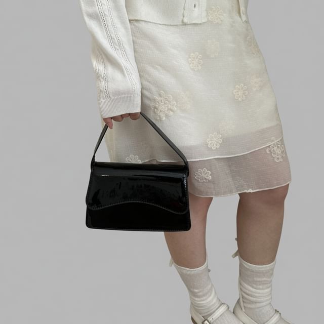 Indenis-Faux Leather Flap Shoulder Bag