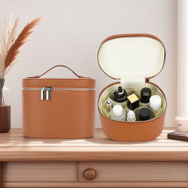 Indenis-Faux Leather Makeup Pouch