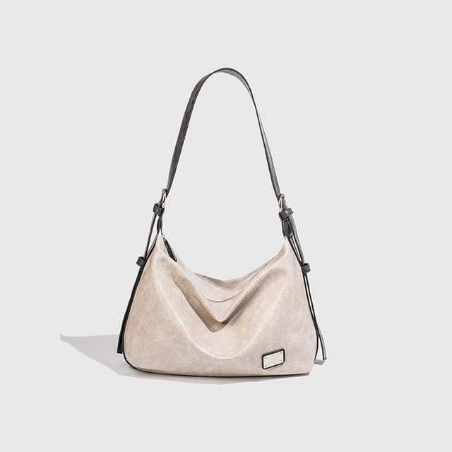 Indenis-Faux Leather Plain Shoulder Bag