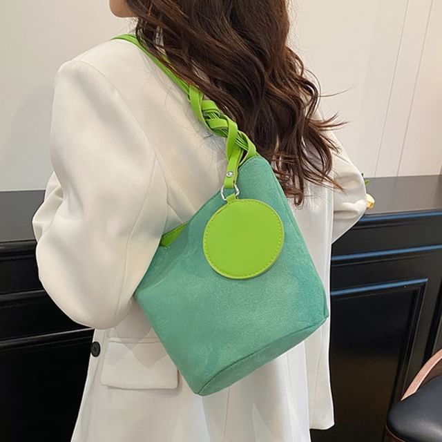 Indenis-Faux Leather Plain Shoulder Bag