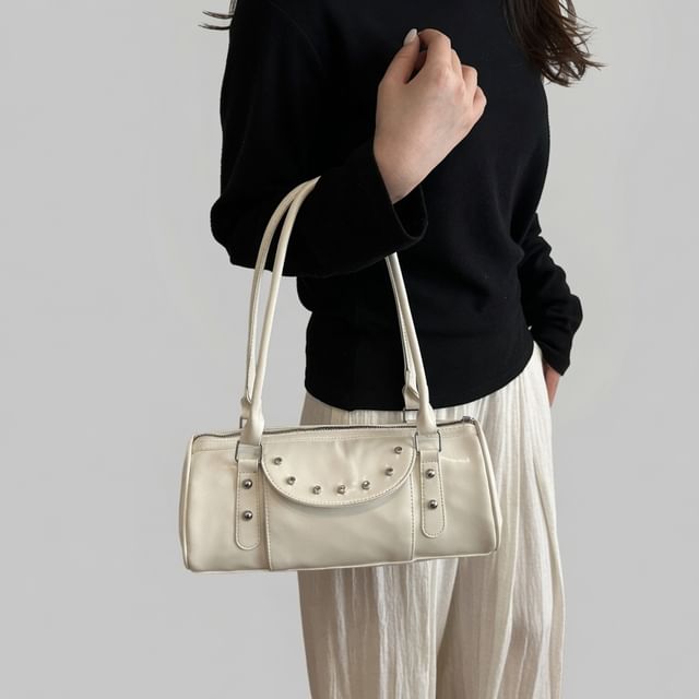 Indenis-Faux Leather Studded Shoulder Bag