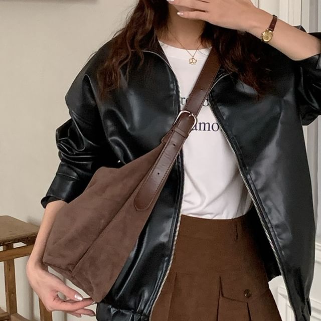Indenis-Faux Suede Shoulder Bag