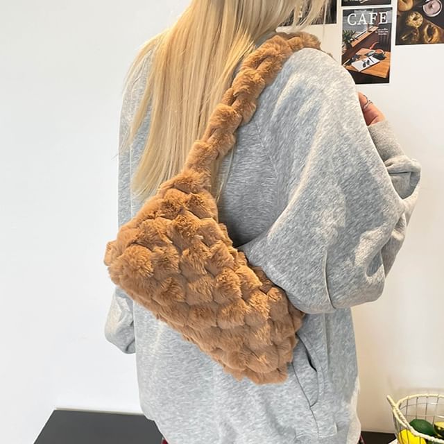 Indenis-Fluffy Plain Shoulder Bag