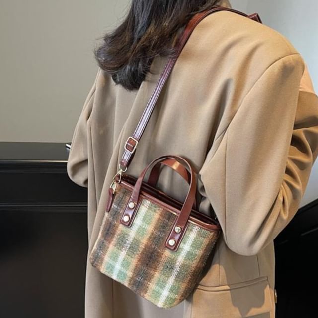 Indenis-Plaid Crossbody Bag