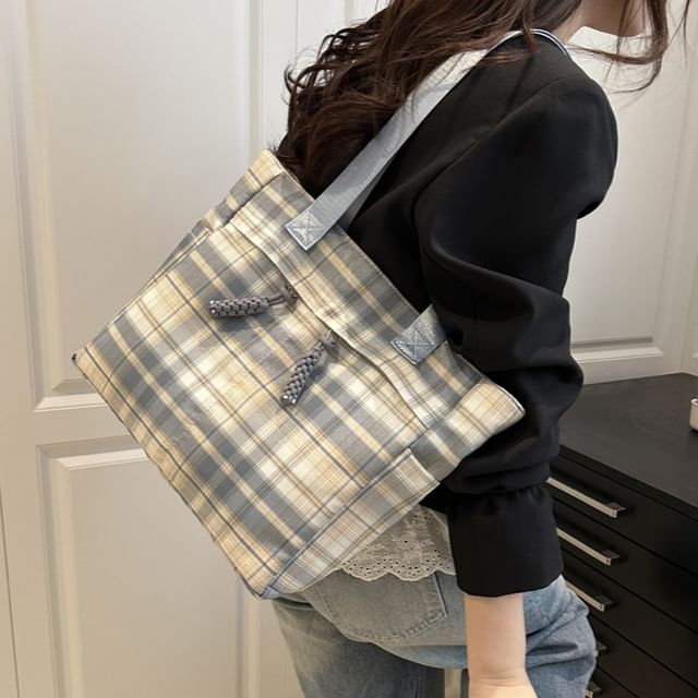 Indenis-Plaid Tote Bag