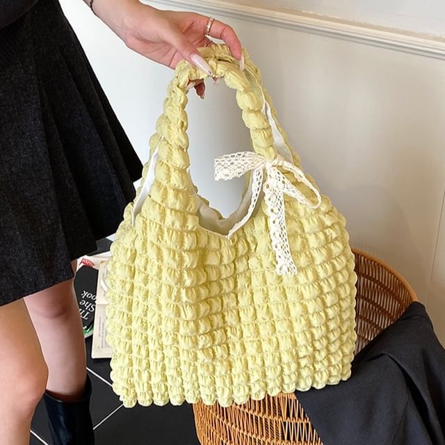 Indenis-Puffed Plain Shoulder Bag
