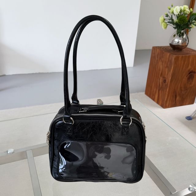 Indenis-PVC Panel Shoulder Bag
