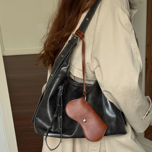 Indenis-Studded Zip Shoulder Bag