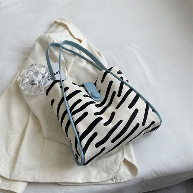 Indenis-Zebra Print Contrast Trim Tote bag
