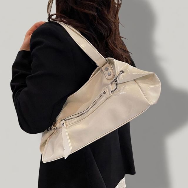 Indenis-Zip Faux Leather Shoulder Bag
