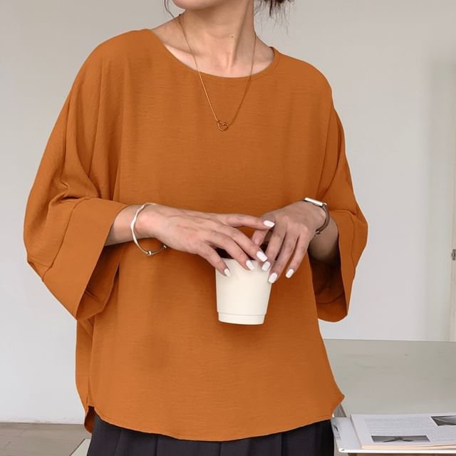 INEN-34-Sleeve Crew Neck Plain Tee