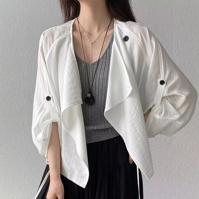 INEN-34-Sleeve Plain Open Front Jacket