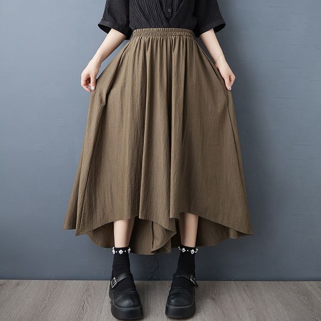 INEN-Elastic Waist Plain Culottes