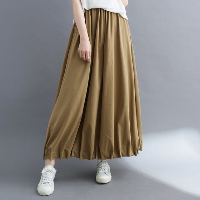 INEN-High Rise Plain Maxi A-Line Skirt
