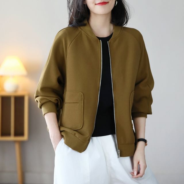 INEN-Plain Zip Bomber Jacket