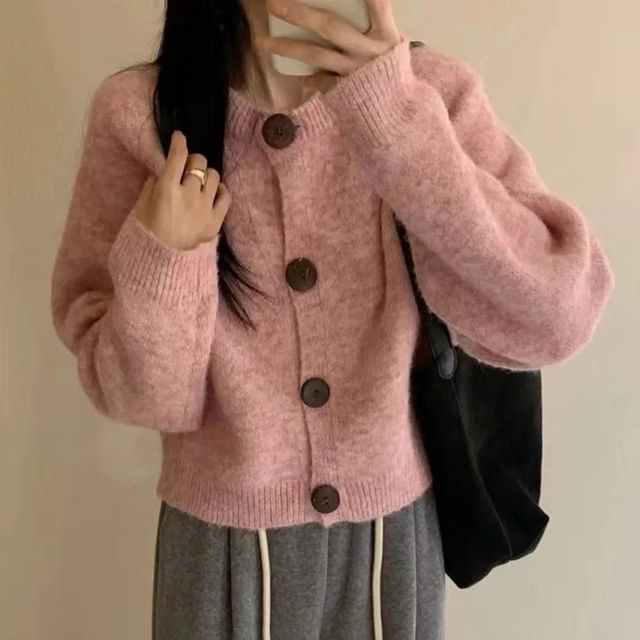 INEN-Round Neck Cardigan