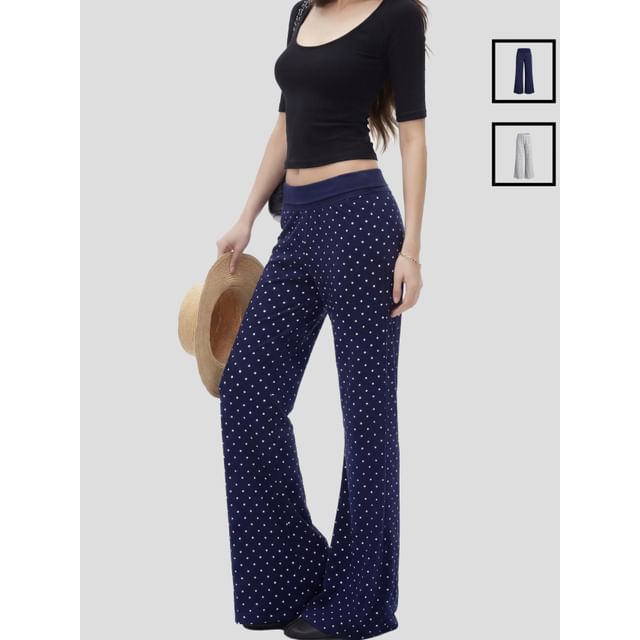 INStudio-Dotted Flared Sport Pants
