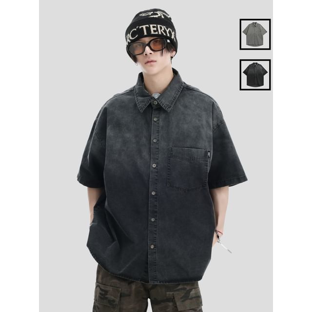 INStudio-Gradient Denim Shirt