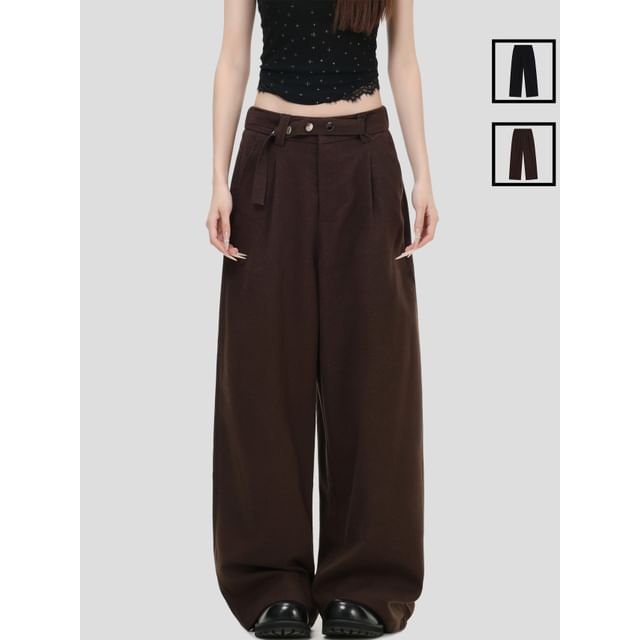 INStudio-Inset-Belt Straight-Cut Loose Pants